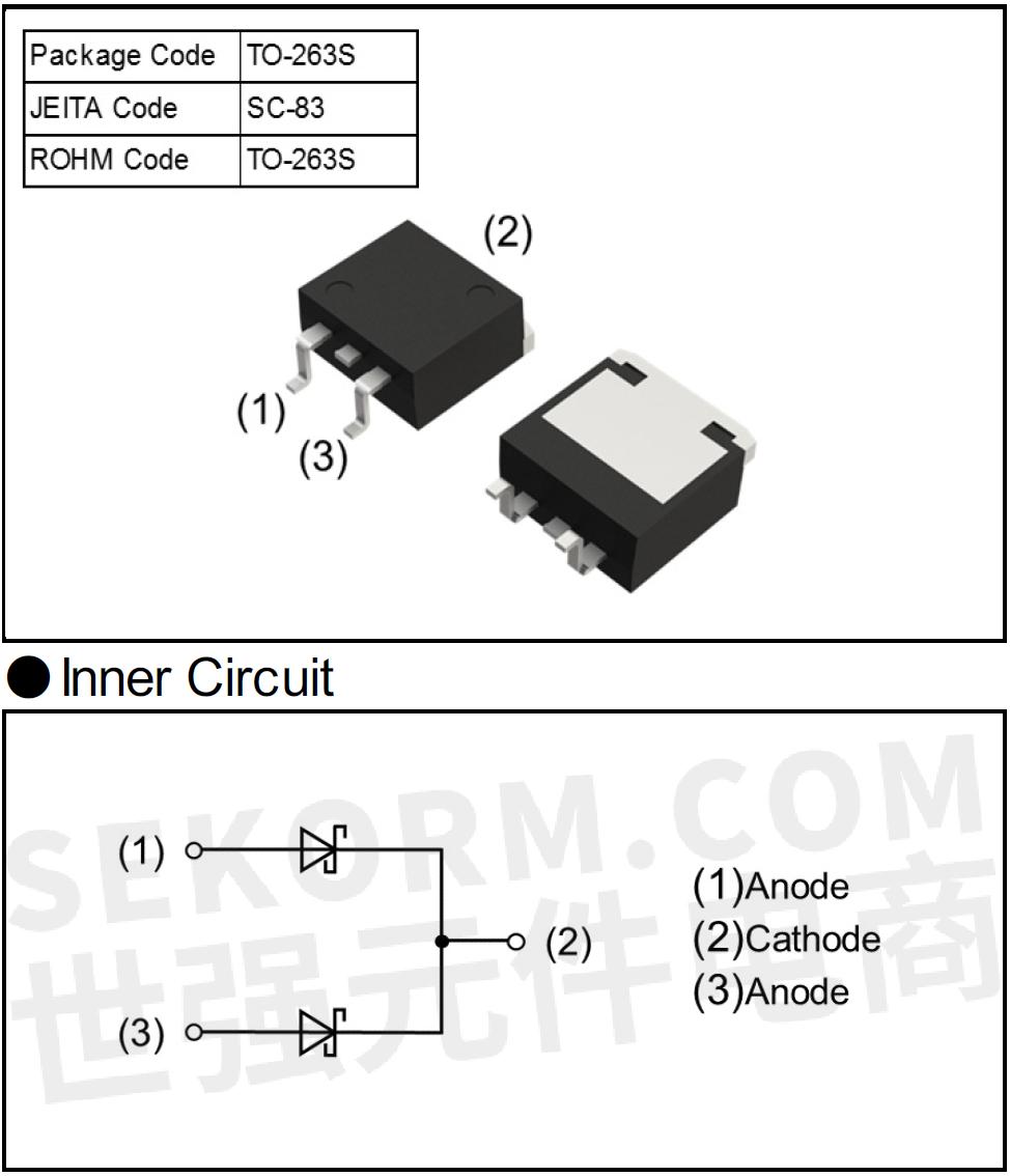 该系列肖特基势垒二极管采用to-263s(jeita封装为sc-83)封装,封装尺寸