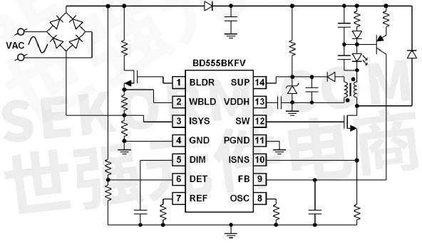 可用于可调光led照明的ac/dc控制器ic bd555bkfv,电源电压范围.