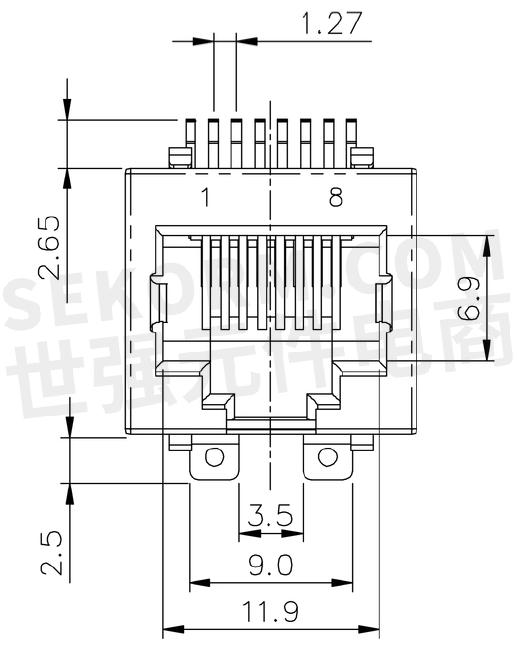 产品两款焊针长度为26535mm的rj45模块式接口具有增强型镀金层适用于