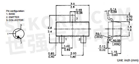 产品尺寸图: 产品特性: npn硅平面外延晶体管,采用sot-23封装 结温最