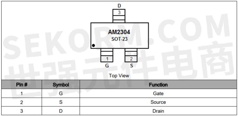 【产品】采用sot-23封装的n沟道增强型mosfet am2304,漏源极电压最大