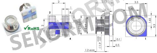 TE MS5837 SMT安装数字压力传感器的实物图和封装尺寸图