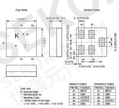  SF14-2140M5UBA1、SF14-1950M5UUA1系列射频表面声波滤波器机械尺寸