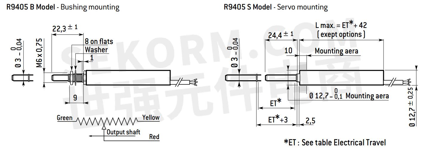 R9405精密电位器机械尺寸图