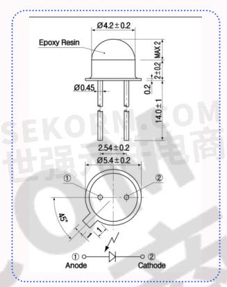 硅光敏二极管SP-1ML产品尺寸图