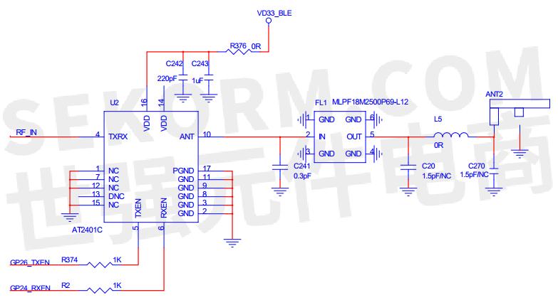 4g频段射频前端芯片at2401c和低通滤波器mlpf18m2500p69