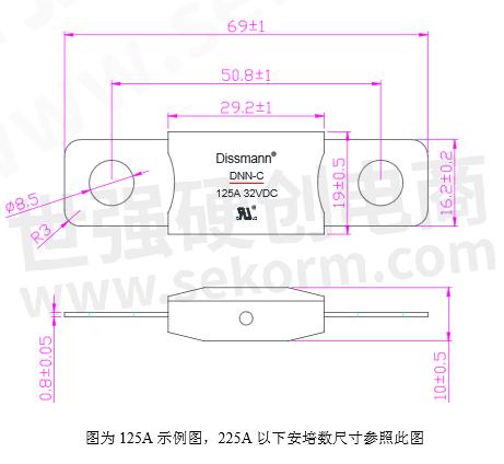 【产品】额定电压为32VDC的中号平板式汽车系列熔断器DNN-C，适用于低速电动汽车和电动机
