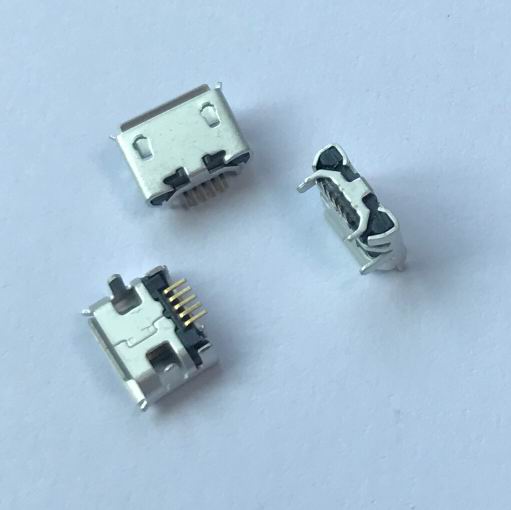 MICRO,5P-F,B型7.2,4.85四牛角型有卷边无柱SMT端子加长0.75黑胶