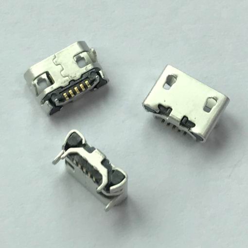 MICRO,5P-F,B型7.2,4.85四牛角型无卷边不锈钢无柱SMT短针黑胶