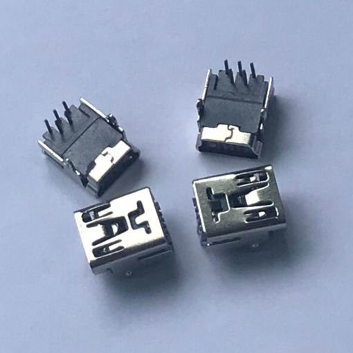 MINI,5P,90度B型两脚插板铜壳LCP黑胶1U