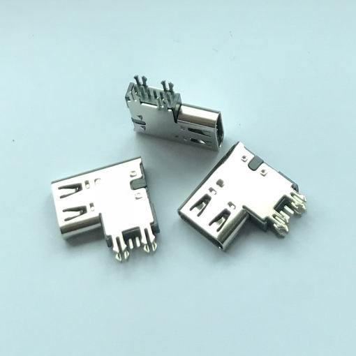 TYPE-C2.0侧插13.5,11.68四鱼叉脚不锈钢LCP黑胶6PIN加高