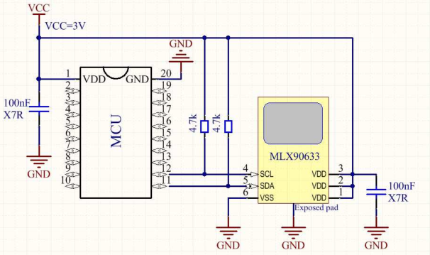 MLX90633的电气设计图