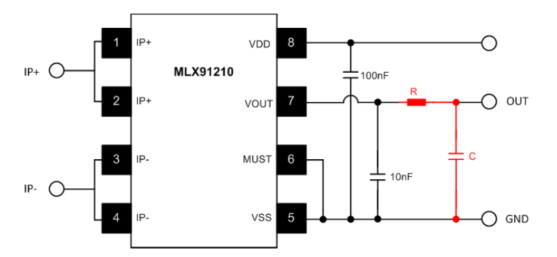 MLX91210带RC滤波推荐电路