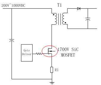 1700V SiC MOSFET反激电源拓扑电路