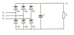 三相全波整流桥的电路图（带电容）